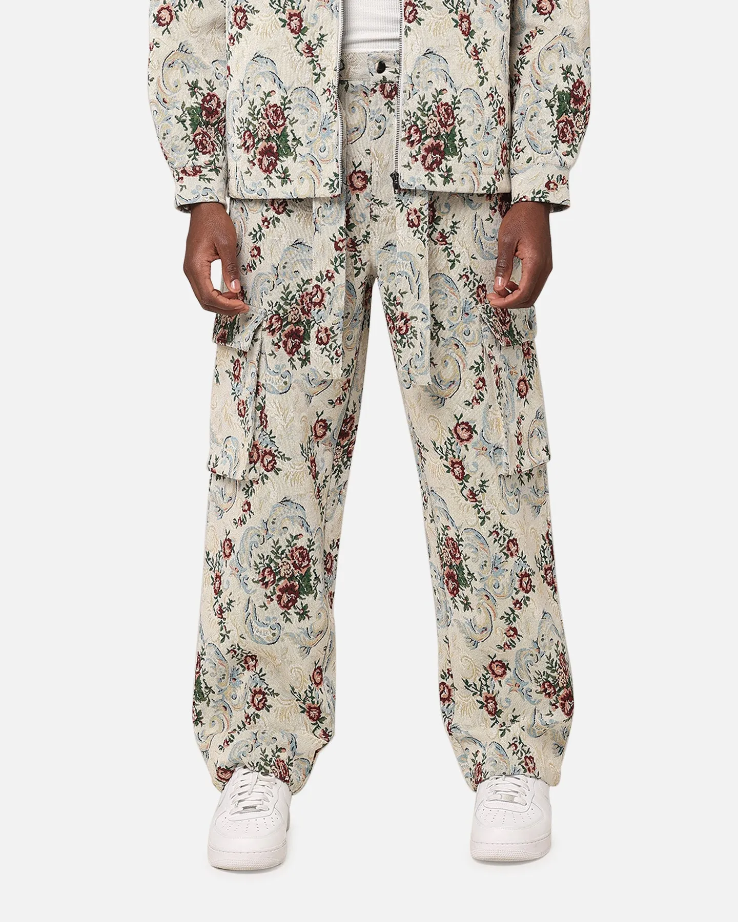 XXIII Floral Jacquard Cargo Pant White Antique