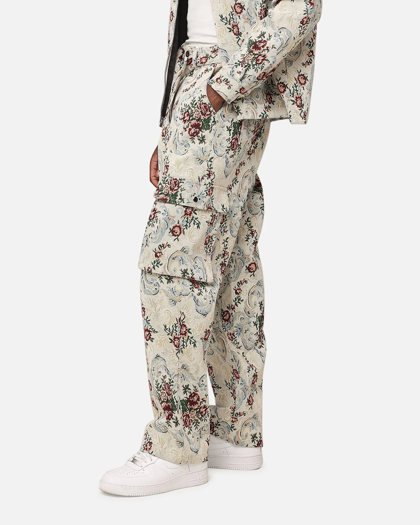 XXIII Floral Jacquard Cargo Pant White Antique