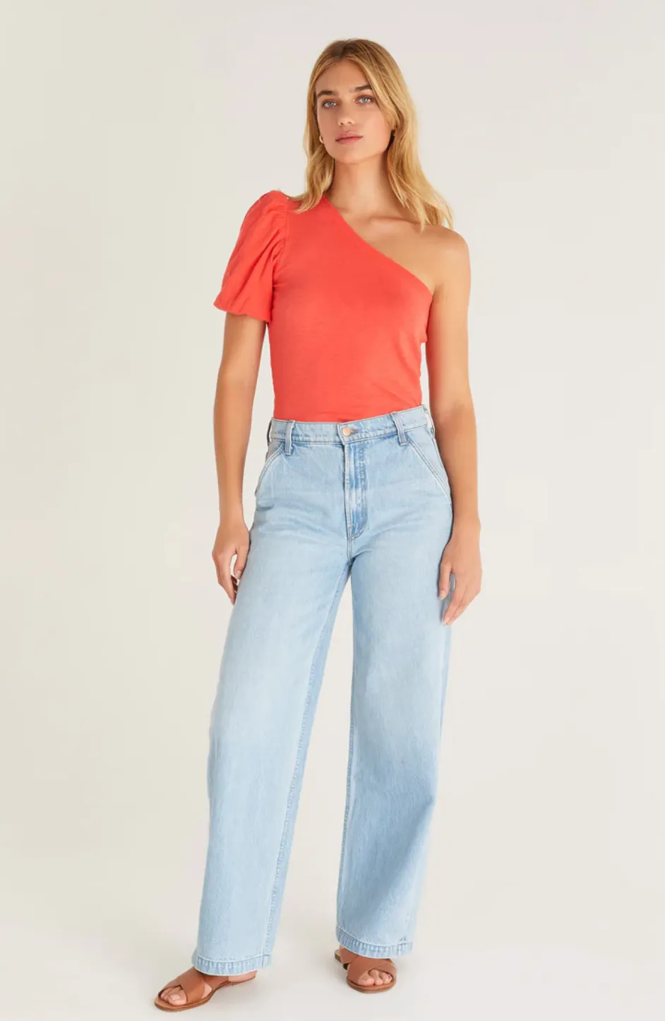 Zsup One Shoulder Top-Coral